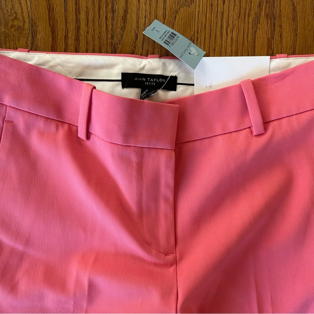 NWT $109 Ann Taylor  the straight leg mid rise pant sz 2 petite pink - Picture 2 of 3